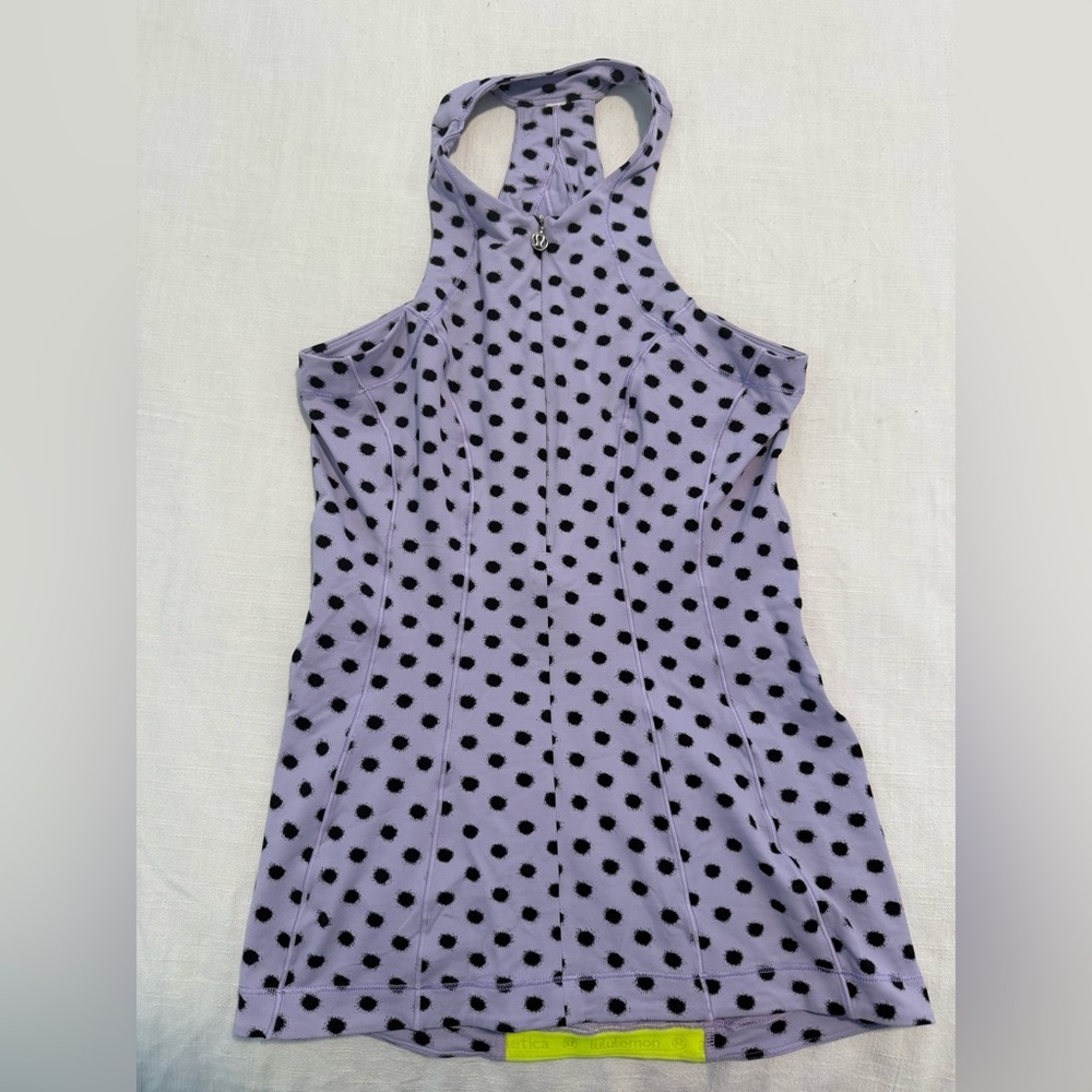 EUC Lululemon Velo Vixen High Neck Tank High Noon Lilac Black Dot 6 - Picture 5 of 8